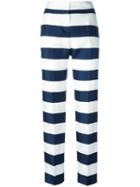 Dolce & Gabbana Wide-striped Trousers, Women's, Size: 38, Blue, Silk