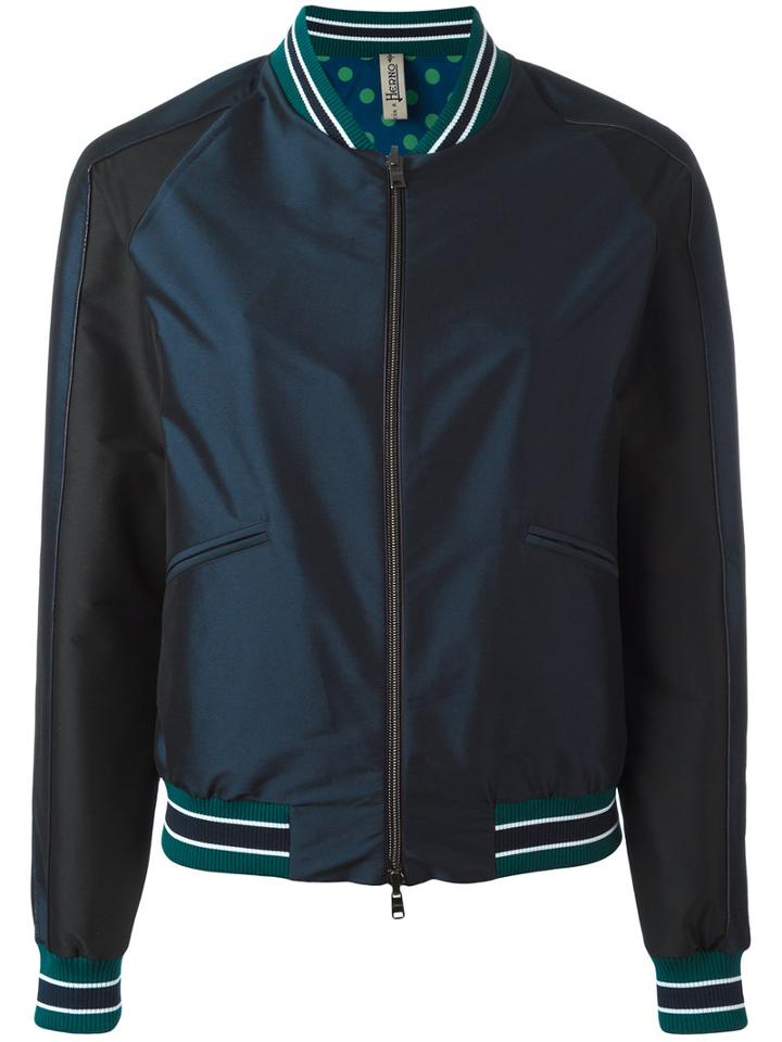 Herno Plain Bomber Jacket, Women's, Size: 42, Blue, Polyamide/polyester/spandex/elastane/polyimide
