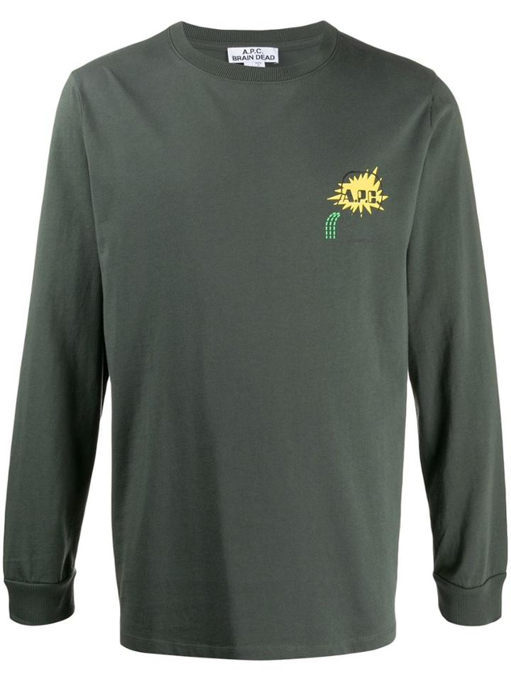 A.p.c. Logo Print Sweater - Green