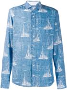 Hackett Sail Boat Print Shirt - Blue