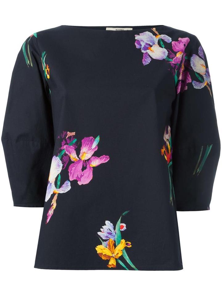 Etro Floral Print Blouse, Women's, Size: 42, Black, Cotton