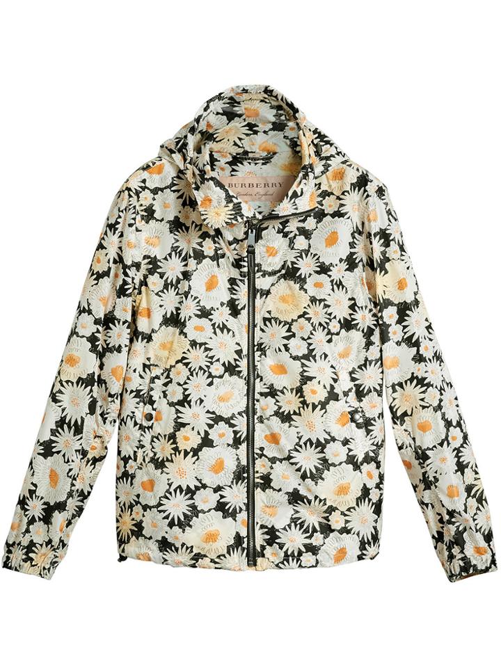 Burberry Daisy Print Lightweight Technical Hooded Jacket - Black