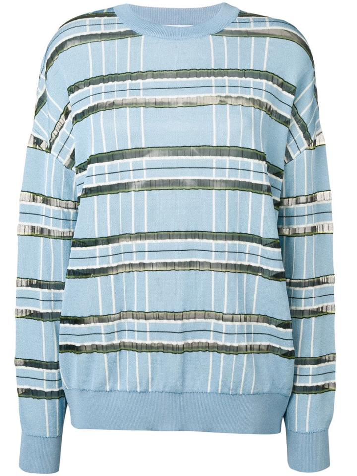 Christian Wijnants Striped Sheer Panelled Jumper - Blue