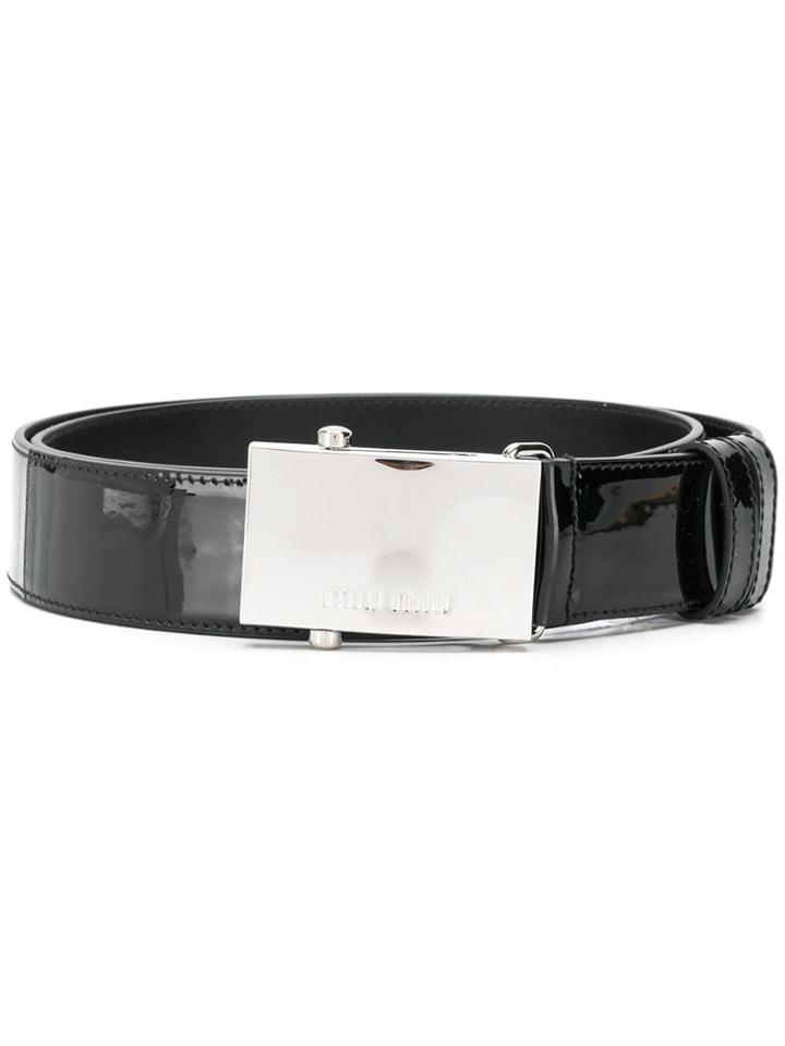 Miu Miu Engraved Logo Belt - Black