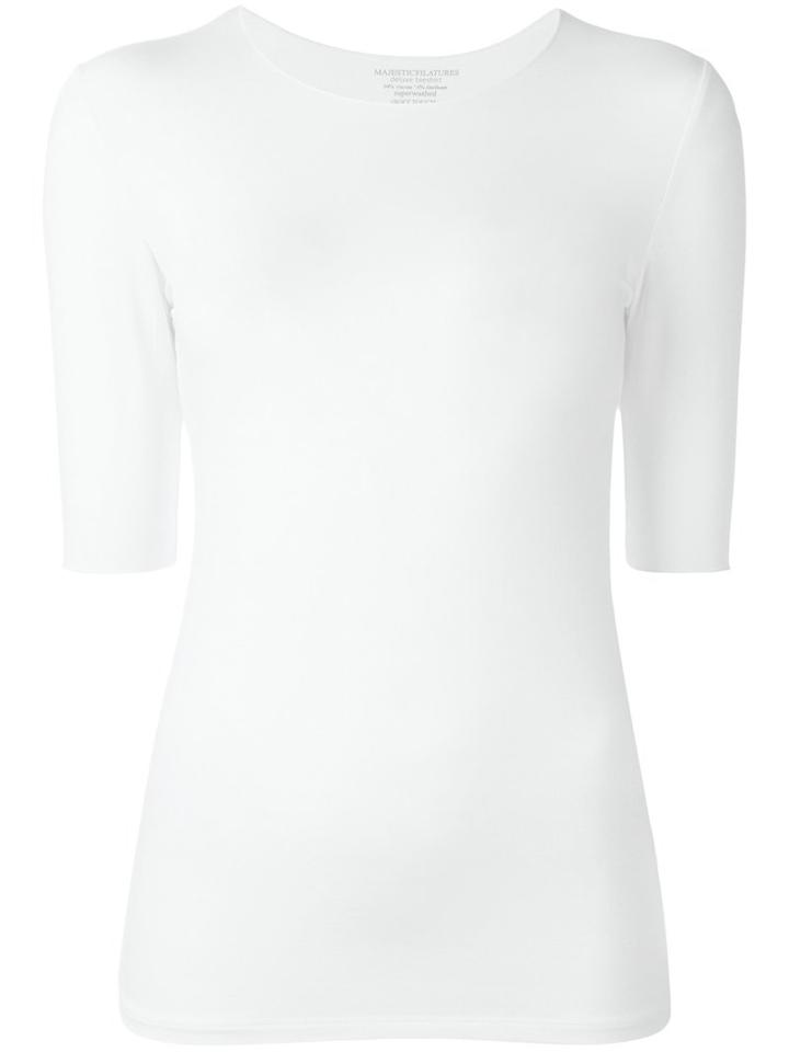 Majestic Filatures Three-quarters Sleeve T-shirt, Women's, Size: 1, White, Spandex/elastane/viscose