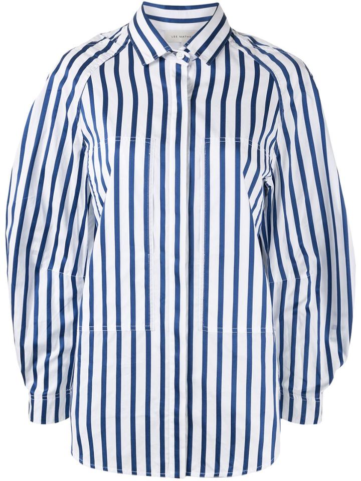 Lee Mathews Balloon Sleeve Striped Shirt - White