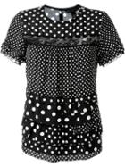Marc By Marc Jacobs Polka Dot Print Ruffled T-shirt, Women's, Size: 6, Black, Viscose