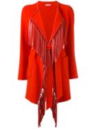 P.a.r.o.s.h. Fringed Belted Coat, Women's, Red, Wool/lamb Skin