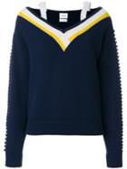 Barrie V-neck Knitted Sweater - Blue