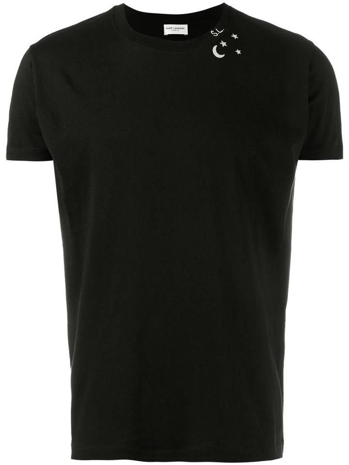 Saint Laurent Star Print T-shirt, Men's, Size: Xs, Black, Cotton