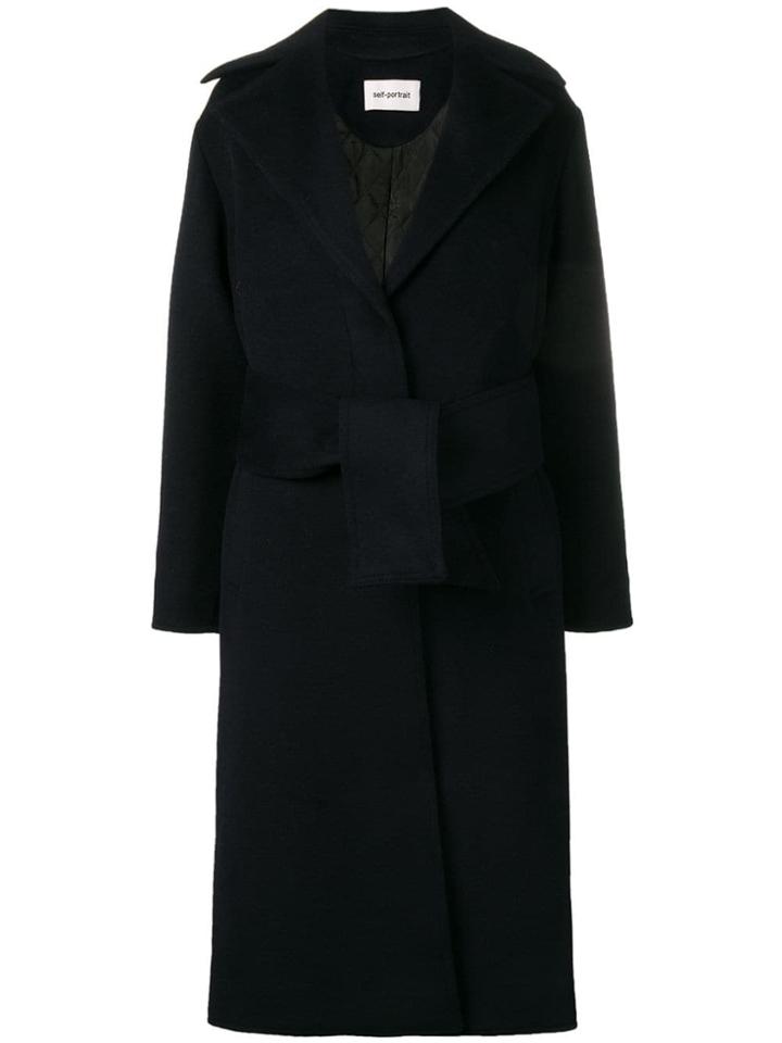 Self-portrait Belted Coat - Blue