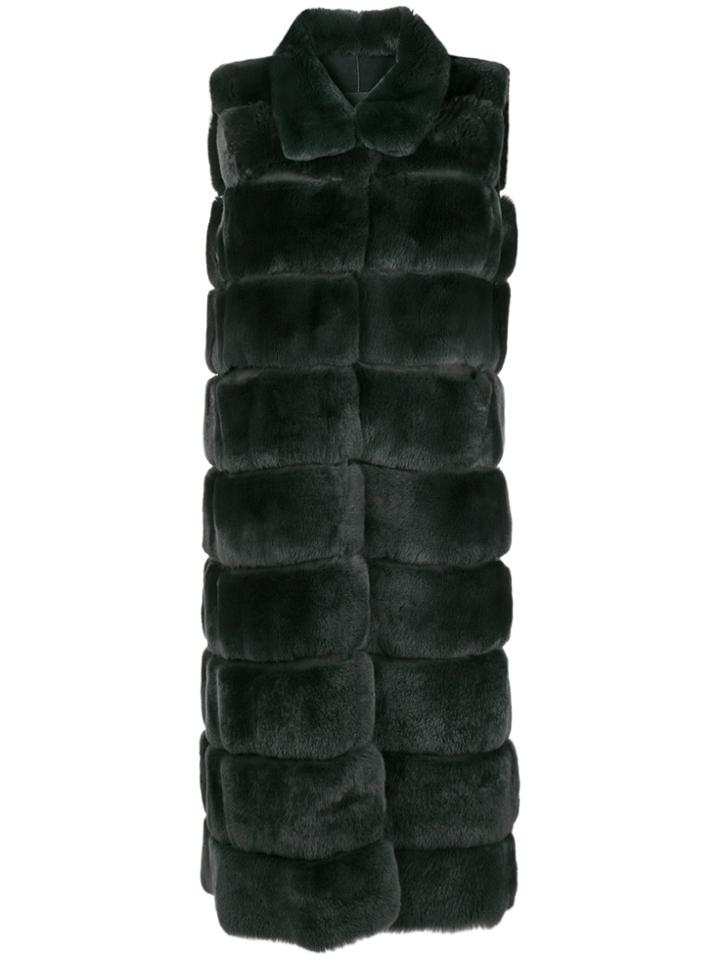 Liska Sleeveless Fur Coat - Green