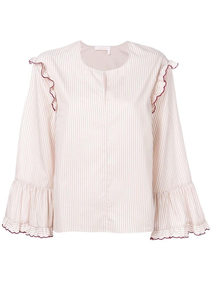 See By Chloé Pinstriped Peasant Blouse - White
