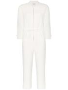 Le Kasha Negev Cropped Belted Linen Jumpsuit - White