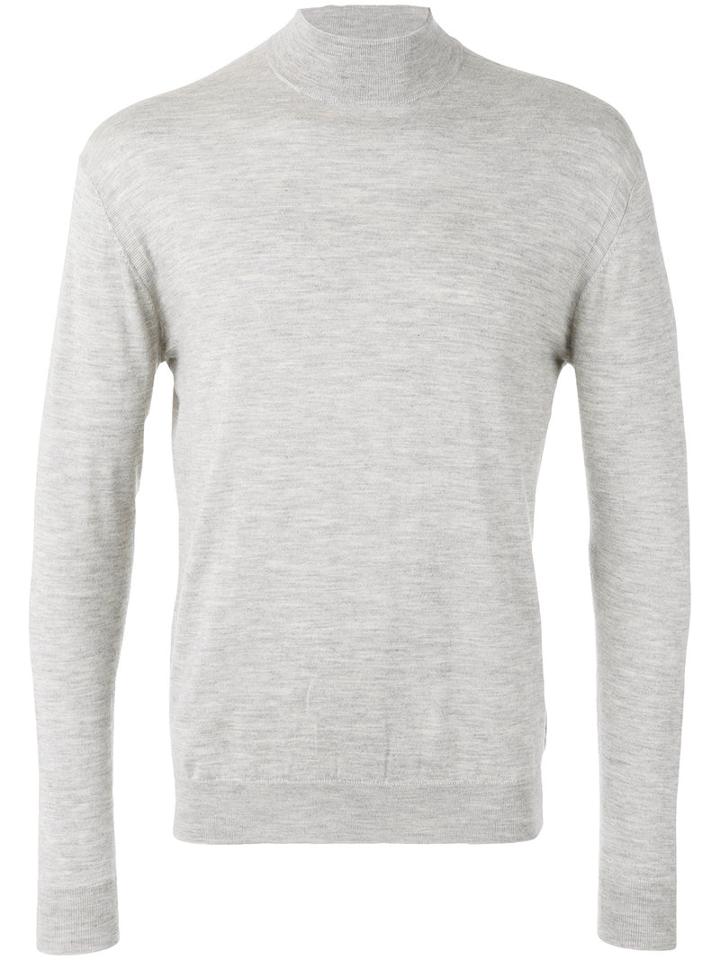 N.peal Fine Gauge Mock Turtle Neck Jumper, Men's, Size: Small, Grey, Cashmere/silk