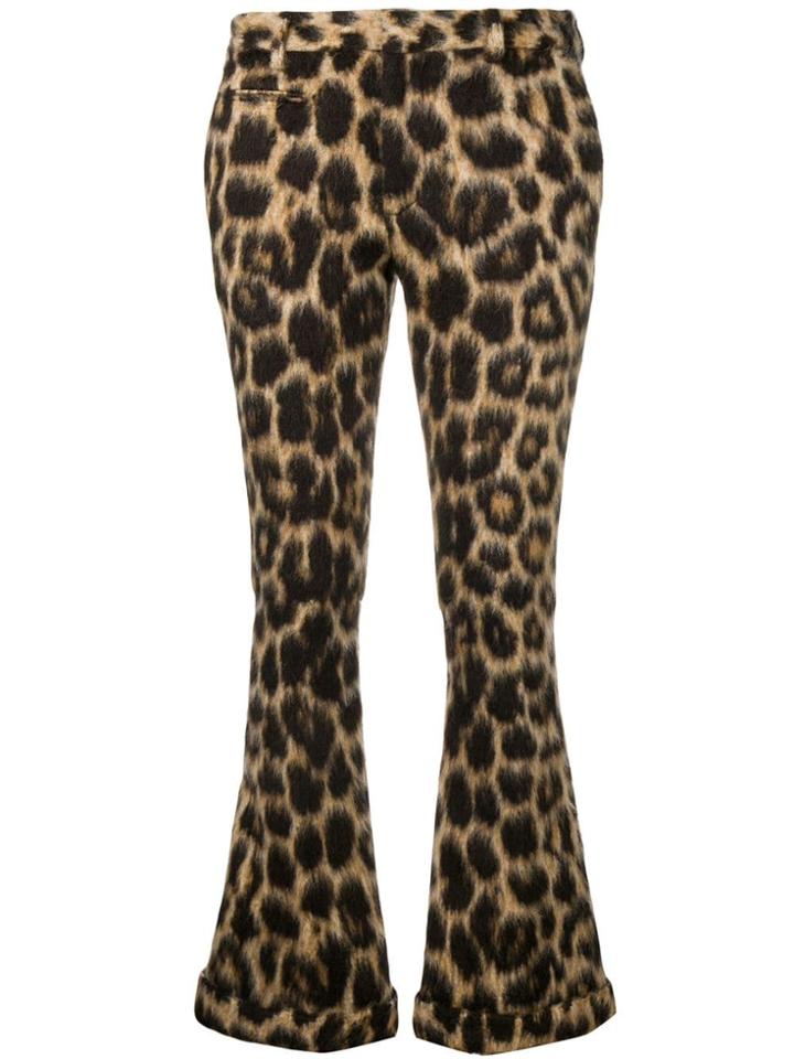R13 Leopard Print Flared Trousers - Nude & Neutrals