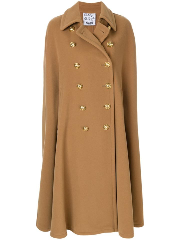 Moschino Vintage Double-breasted Midi Cape - Nude & Neutrals