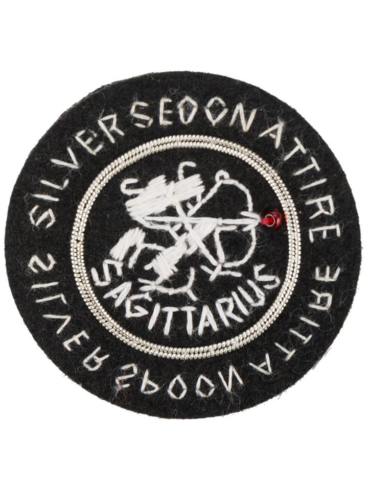 Silver Spoon Attire Sagittarius Star Sign Badge - Black