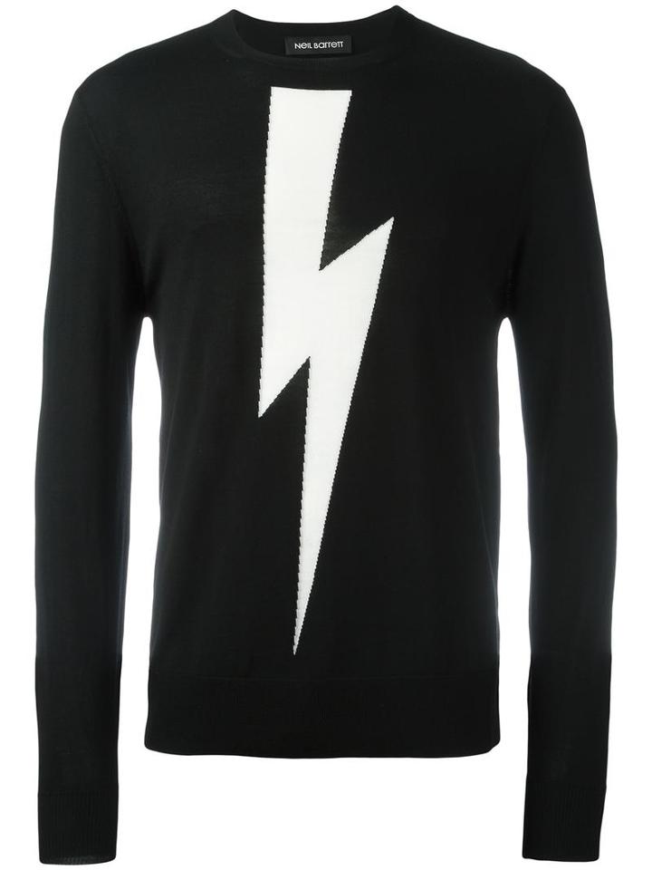 Neil Barrett Central Lightning Bolt Jumper, Men's, Size: Large, Black, Wool