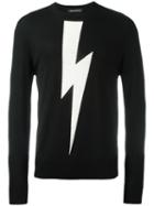 Neil Barrett Central Lightning Bolt Jumper, Men's, Size: Large, Black, Wool