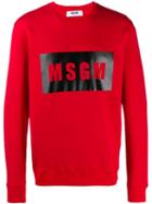 Msgm Contrast Logo Sweatshirt - Red
