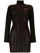 Gcds Striped Panel Sheer Dress - Red