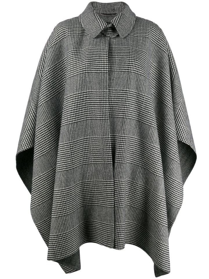 Ermanno Scervino Check Print Cape Coat - Grey