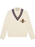 Gucci Wool Sweater With Bee Appliqué - White