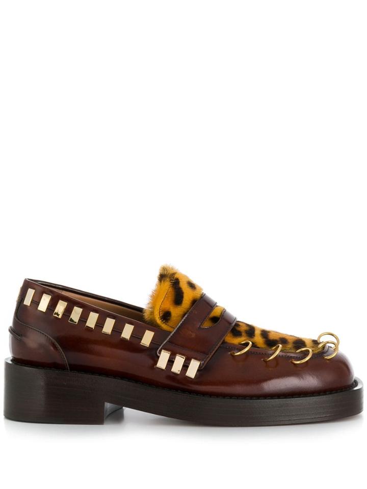 Marni Piercing Leopard Print Moccasins - Brown