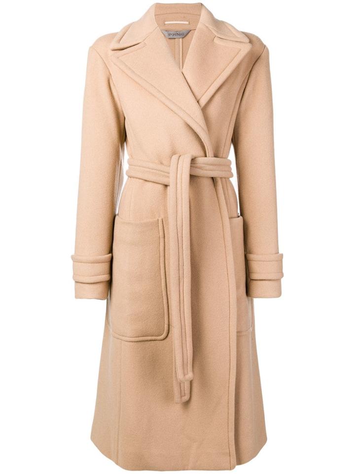 Sportmax Farisco Cashemere Coat - Nude & Neutrals