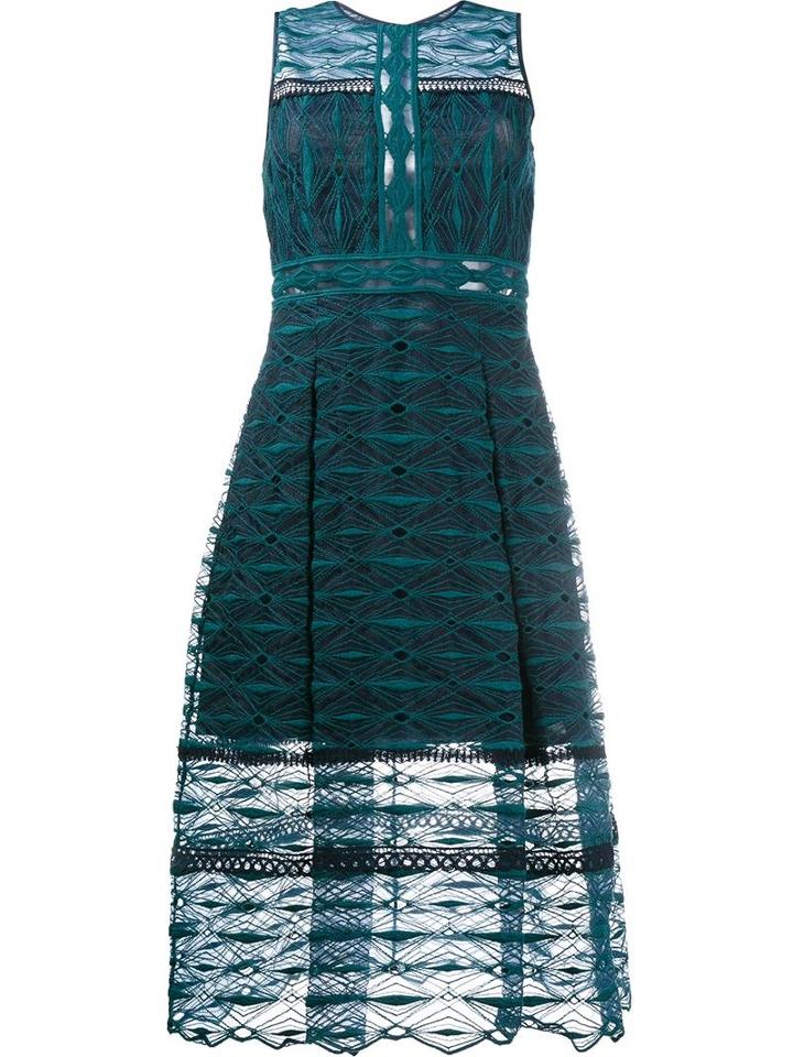 Jonathan Simkhai Embroidered Lace Midi Dress, Women's, Size: 10, Green, Silk/acrylic/polyester/wool