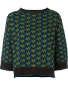 M Missoni Geometric Intarsia Jumper, Women's, Size: Small, Green, Cotton/acrylic/polyamide/wool