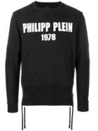 Philipp Plein Zip Detailed Logo Sweatshirt - Black