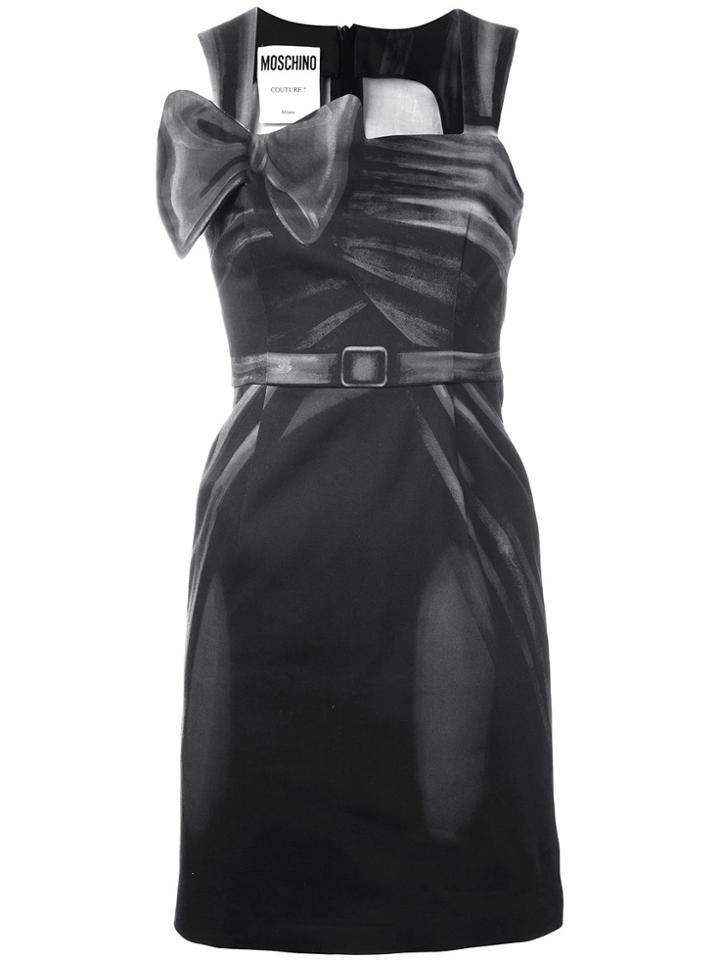 Moschino Bow-detail Fitted Dress - Grey