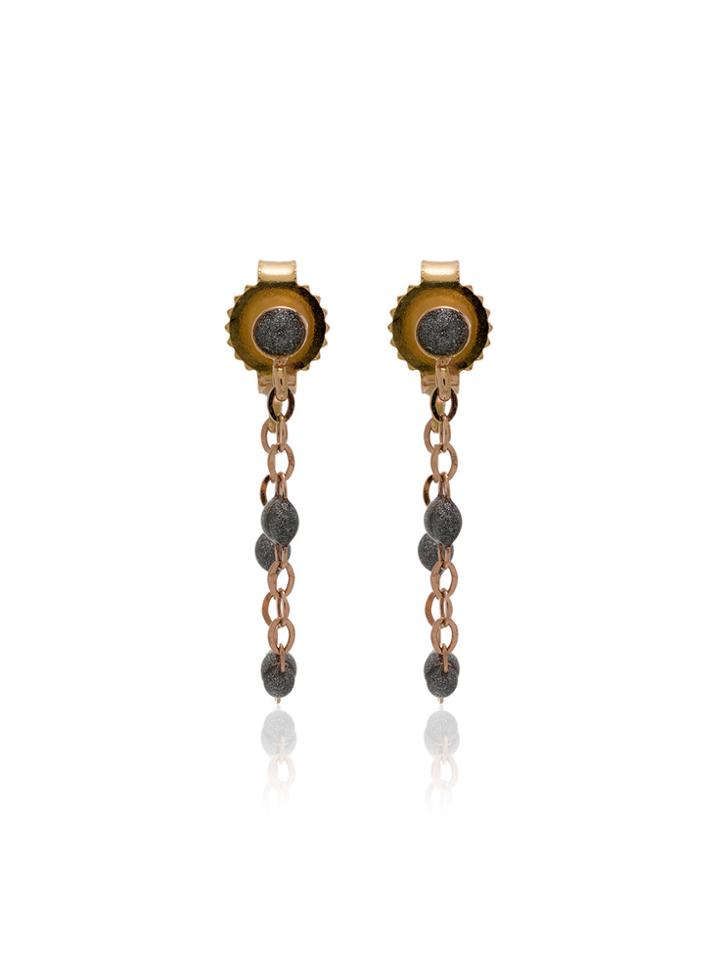 Gigi Clozeau 18k Rose Gold Silver Beaded Earrings - Grey