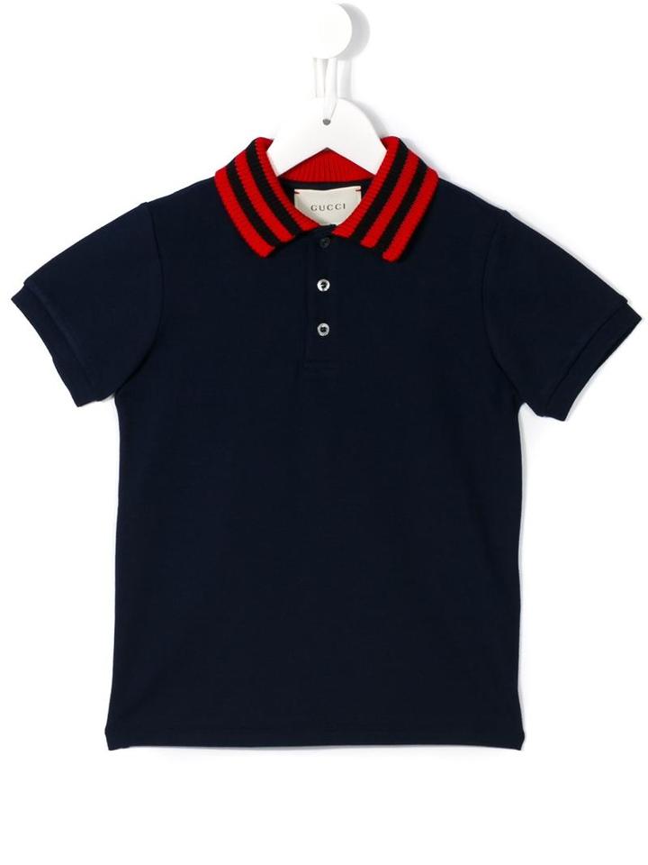 Gucci Kids Web Collar Polo Shirt, Boy's, Size: 8 Yrs, Blue