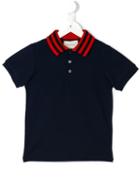 Gucci Kids Web Collar Polo Shirt, Boy's, Size: 8 Yrs, Blue