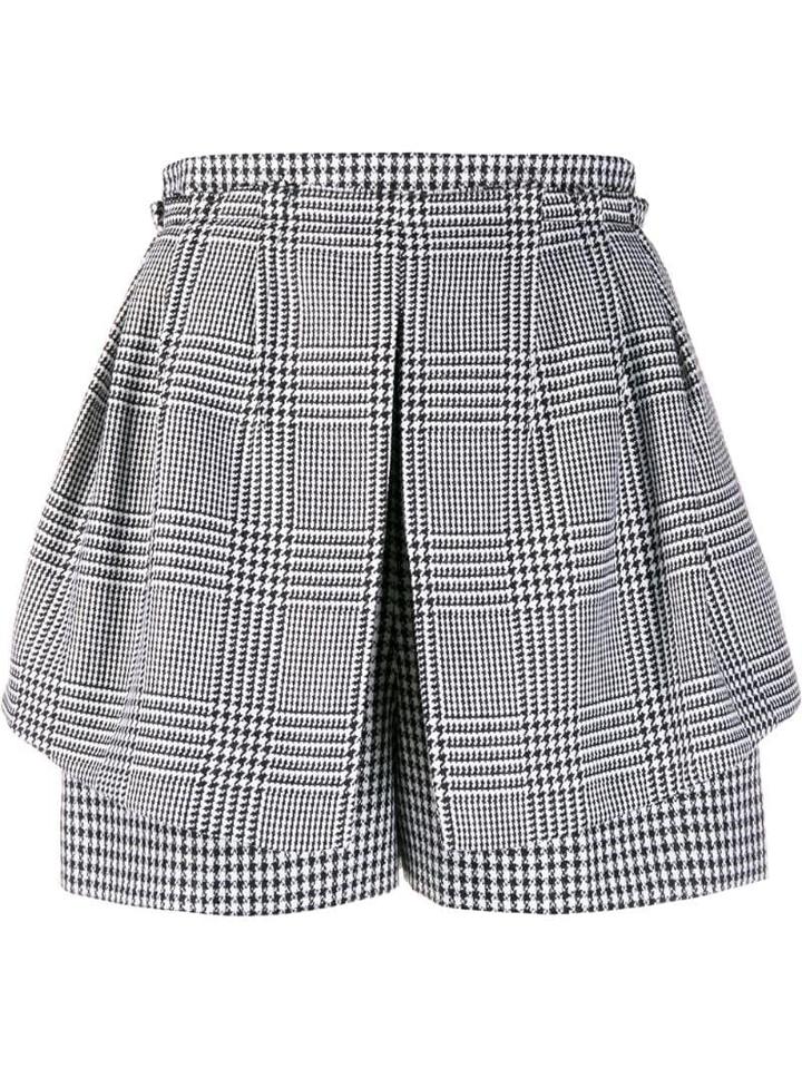 Alexander Mcqueen Layered Houndstooth Short Shorts - Black