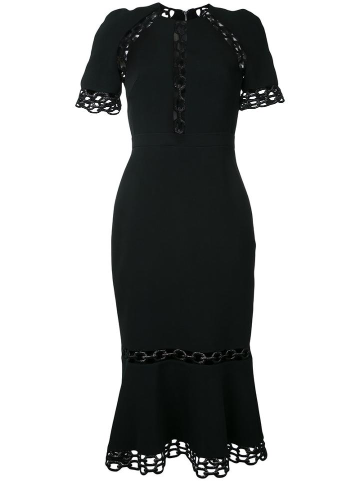 David Koma - Chain Cutout Dress - Women - Cotton/polyester/spandex/elastane/viscose - 10, Black, Cotton/polyester/spandex/elastane/viscose