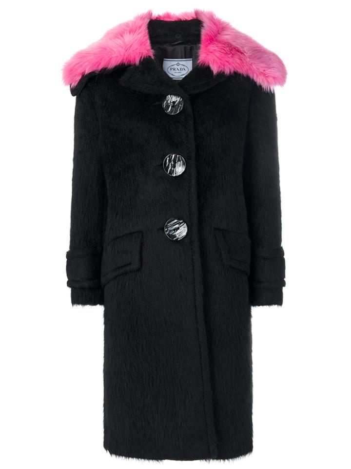 Prada Oversized Collar Coat - Black