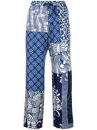 Pierre-louis Mascia Patchwork Cropped Trousers - Blue