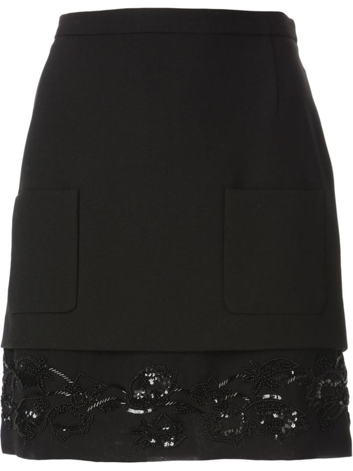No21 Embroidered Hem Short Skirt