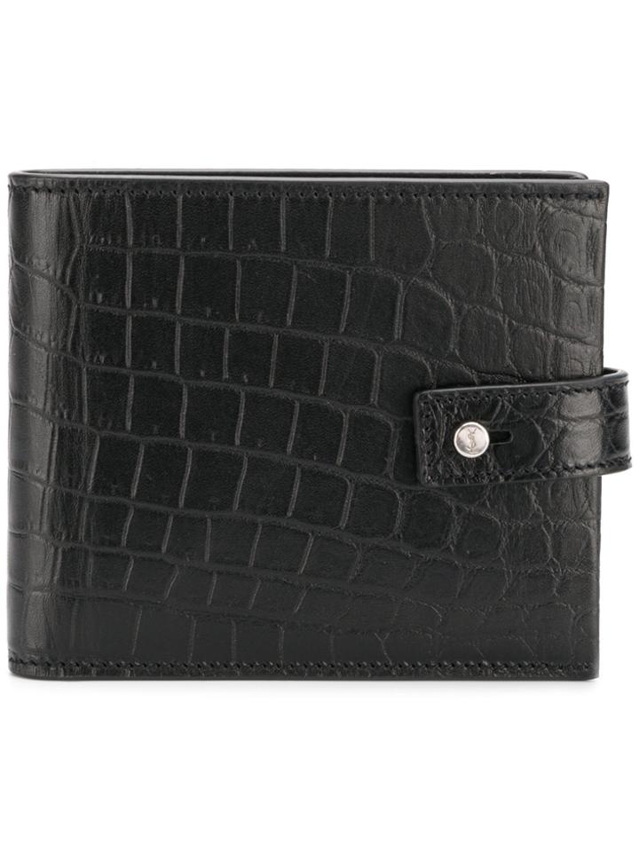 Saint Laurent Mock Croc Wallet - Black