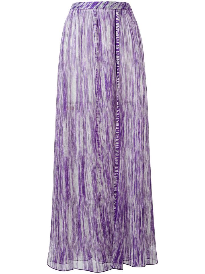 Missoni Ribbed Detail Flared Skirt, Women's, Size: 40, Pink/purple, Rayon