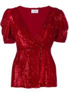 P.a.r.o.s.h. Sequinned V-neck Blouse - Red