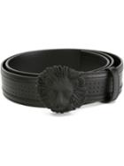Versus Lion Head Buckle Belt, Men's, Size: 90, Black, Calf Leather