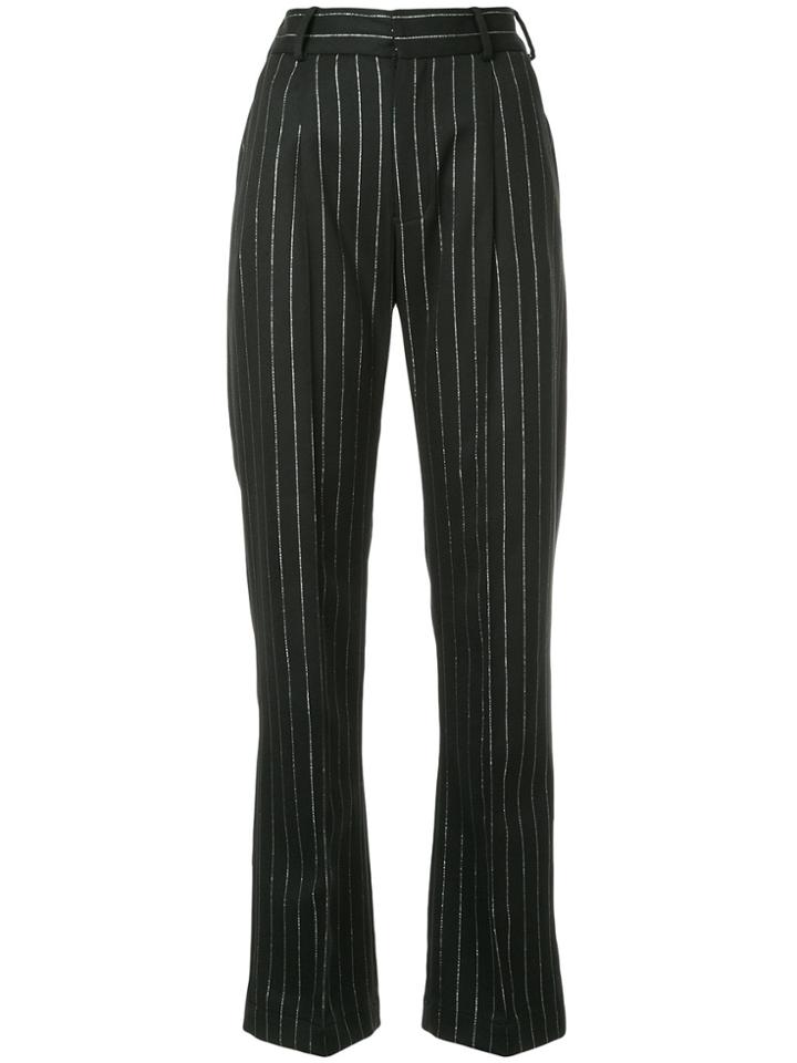 Tiko Paksa Striped High-waisted Trousers - Black