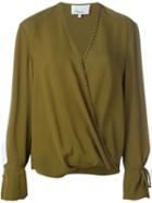 3.1 Phillip Lim Draped Wrap Blouse, Women's, Size: 6, Green, Silk