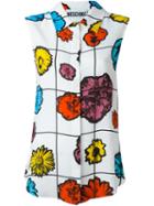 Moschino Floral Print Sleeveless Blouse, Women's, Size: 38, White, Rayon