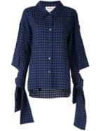 Portspure Tied Cuffs Checked Shirt - Blue